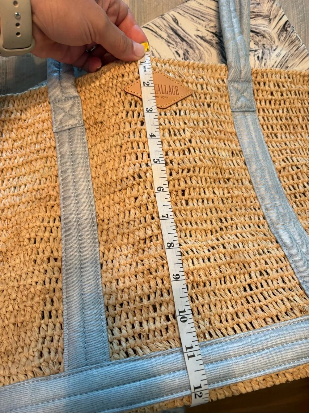 EUC MZ Wallace Raffia and chambray medium Tote - Picture 10 of 16